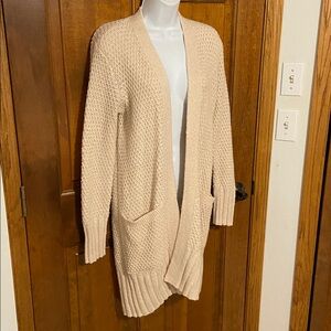 Abercrombie & Fitch Long Open Cream Tan Cable Knit Cardigan XS - Small